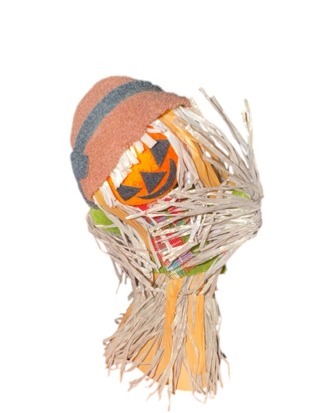 Vintage Halloween Straw Scarecrow Pumpkin Figure Made in Japan Jack O Lantern